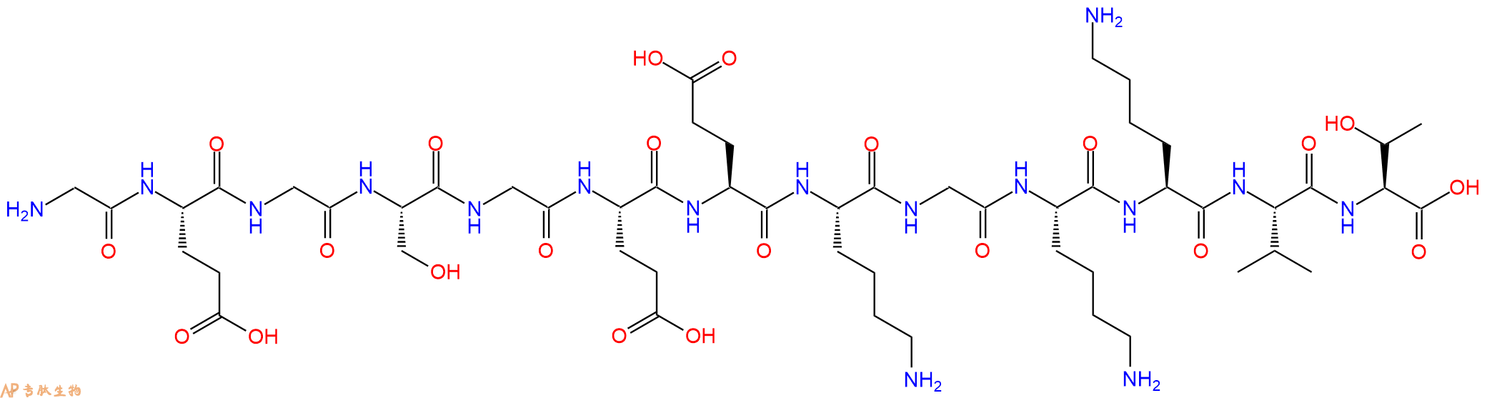 专肽生物产品H2N-Gly-Glu-Gly-Ser-Gly-Glu-Glu-Lys-Gly-Lys-Lys-Val-Thr-OH