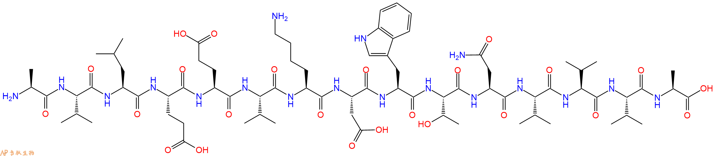 专肽生物产品H2N-Ala-Val-Leu-Glu-Glu-Val-Lys-Asp-Trp-Thr-Asn-Val-Val-Val-Ala-OH