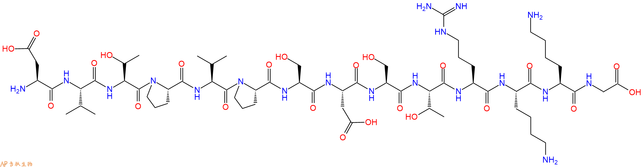 专肽生物产品H2N-Asp-Val-Thr-Pro-Val-Pro-Ser-Asp-Ser-Thr-Arg-Lys-Lys-Gly-OH