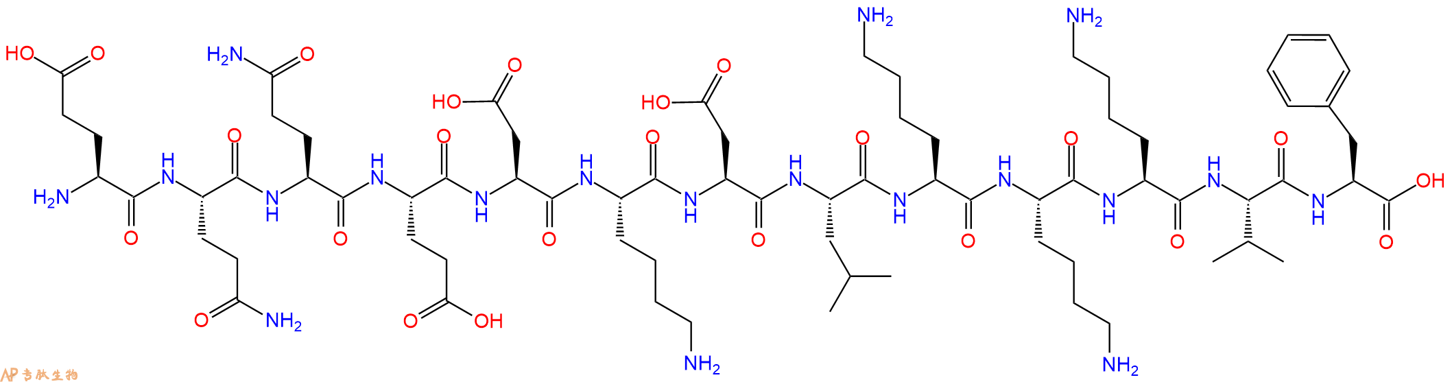 专肽生物产品H2N-Glu-Gln-Gln-Glu-Asp-Lys-Asp-Leu-Lys-Lys-Lys-Val-Phe-OH