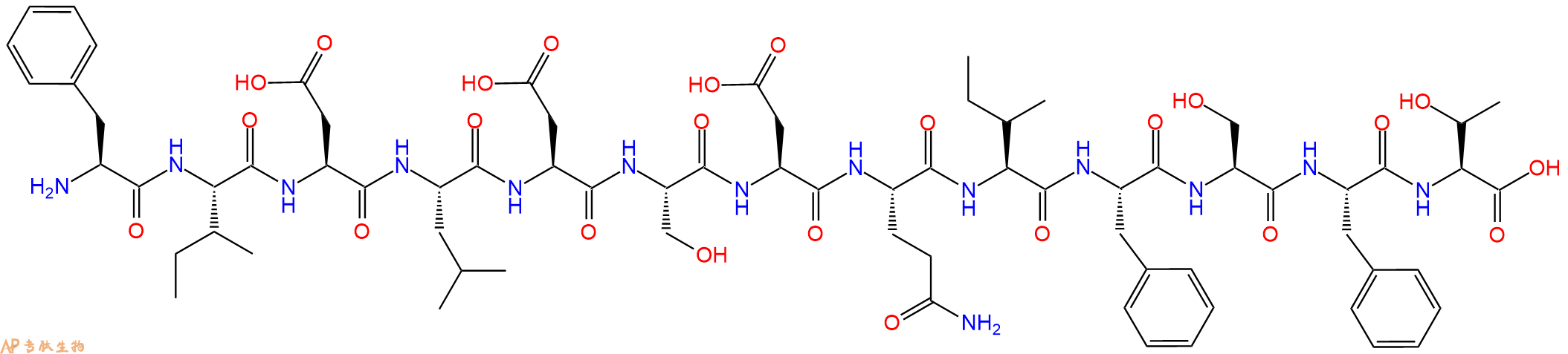 专肽生物产品H2N-Phe-Ile-Asp-Leu-Asp-Ser-Asp-Gln-Ile-Phe-Ser-Phe-Thr-OH