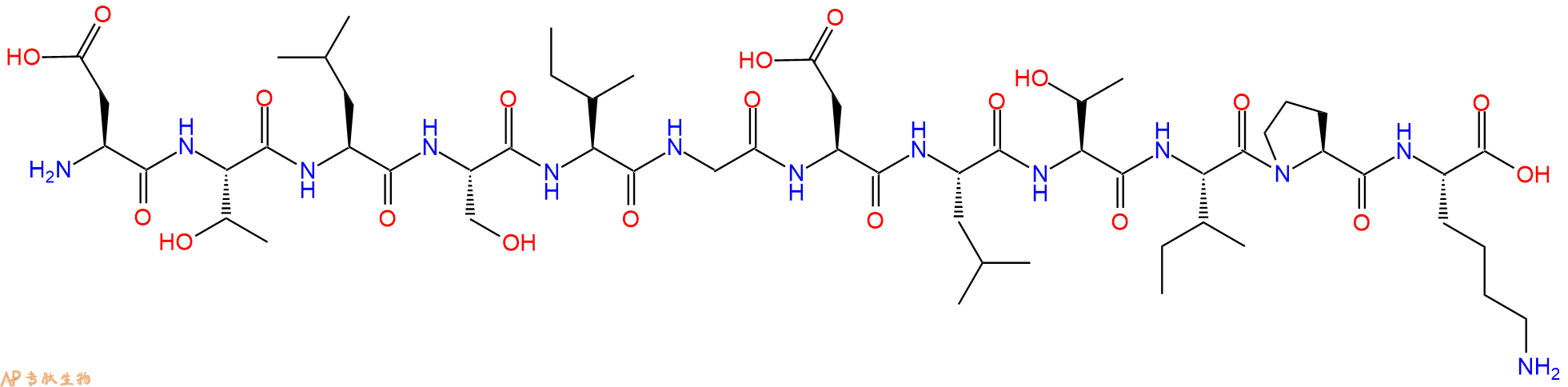 专肽生物产品H2N-Asp-Thr-Leu-Ser-Ile-Gly-Asp-Leu-Thr-Ile-Pro-Lys-OH