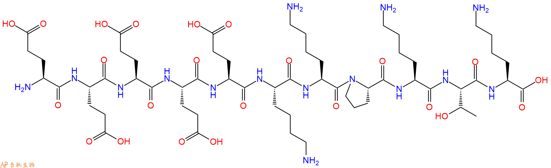 专肽生物产品H2N-Glu-Glu-Glu-Glu-Glu-Lys-Lys-Pro-Lys-Thr-Lys-OH