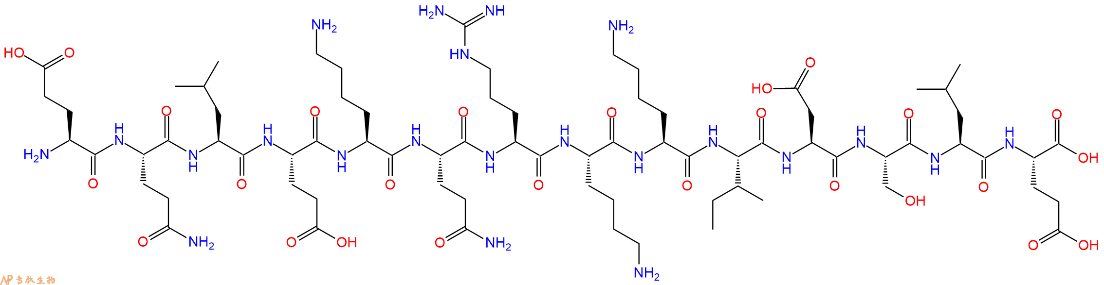 专肽生物产品H2N-Glu-Gln-Leu-Glu-Lys-Gln-Arg-Lys-Lys-Ile-Asp-Ser-Leu-Glu-OH