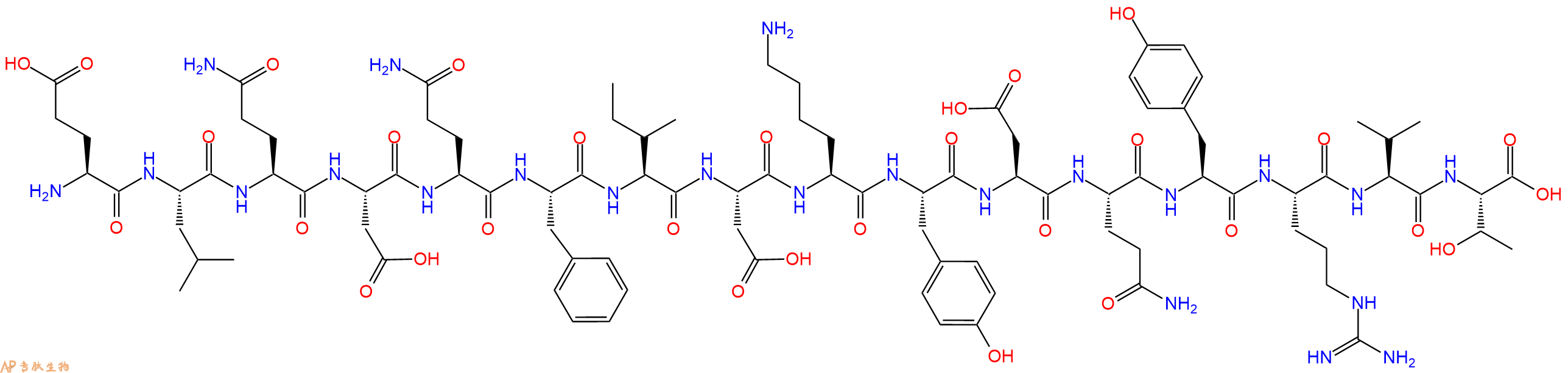 专肽生物产品H2N-Glu-Leu-Gln-Asp-Gln-Phe-Ile-Asp-Lys-Tyr-Asp-Gln-Tyr-Arg-Val-Thr-OH