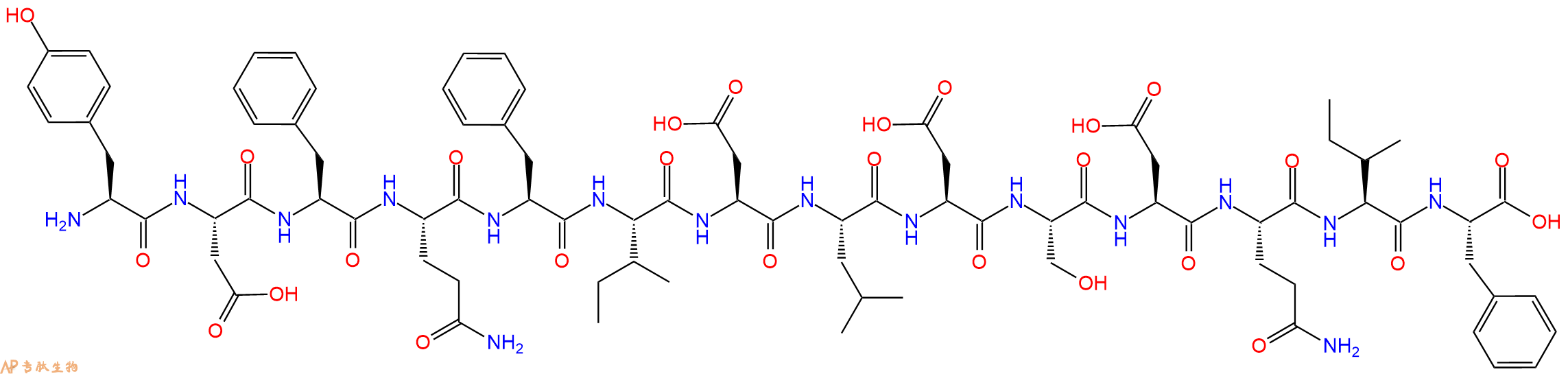 专肽生物产品H2N-Tyr-Asp-Phe-Gln-Phe-Ile-Asp-Leu-Asp-Ser-Asp-Gln-Ile-Phe-OH