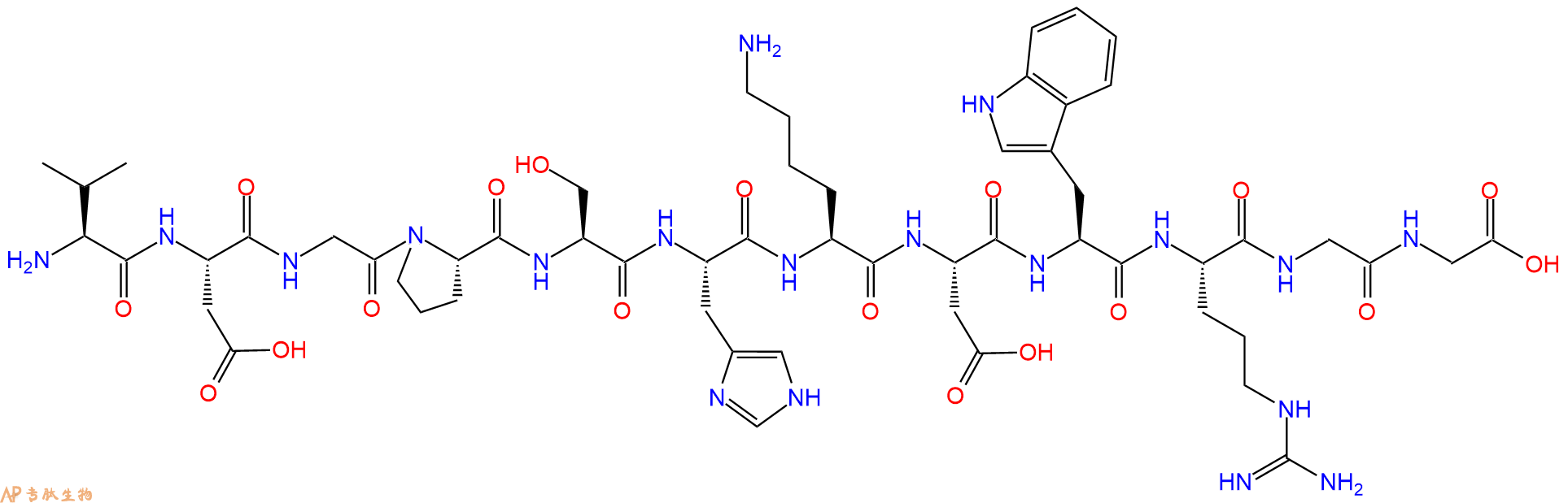专肽生物产品H2N-Val-Asp-Gly-Pro-Ser-His-Lys-Asp-Trp-Arg-Gly-Gly-OH