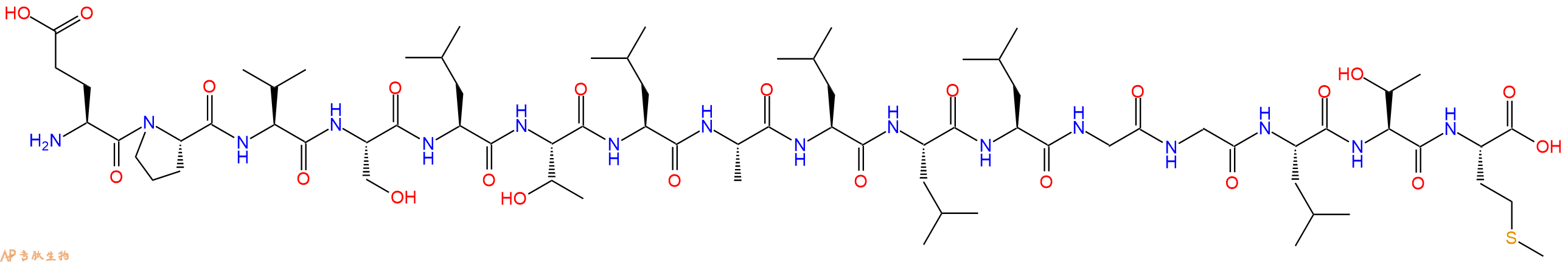 专肽生物产品H2N-Glu-Pro-Val-Ser-Leu-Thr-Leu-Ala-Leu-Leu-Leu-Gly-Gly-Leu-Thr-Met-OH