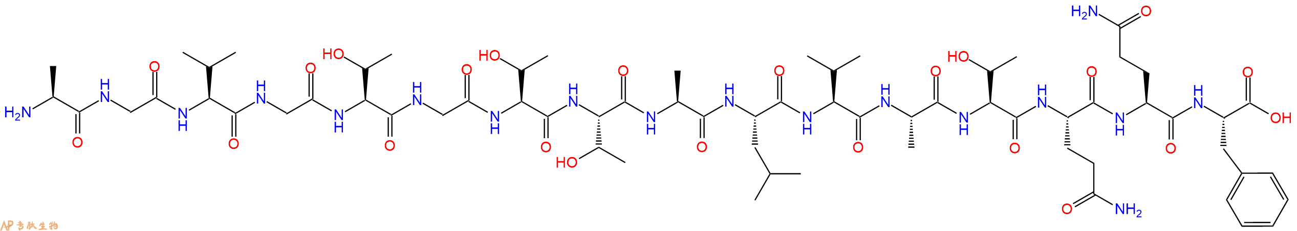 专肽生物产品H2N-Ala-Gly-Val-Gly-Thr-Gly-Thr-Thr-Ala-Leu-Val-Ala-Thr-Gln-Gln-Phe-OH
