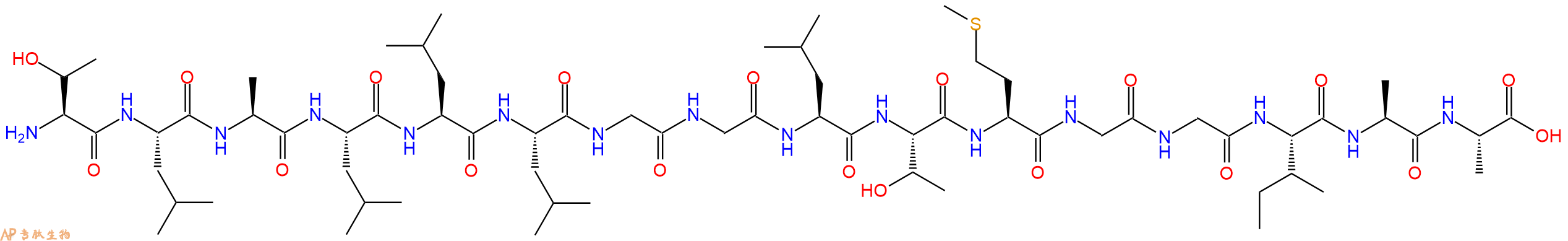 专肽生物产品H2N-Thr-Leu-Ala-Leu-Leu-Leu-Gly-Gly-Leu-Thr-Met-Gly-Gly-Ile-Ala-Ala-OH