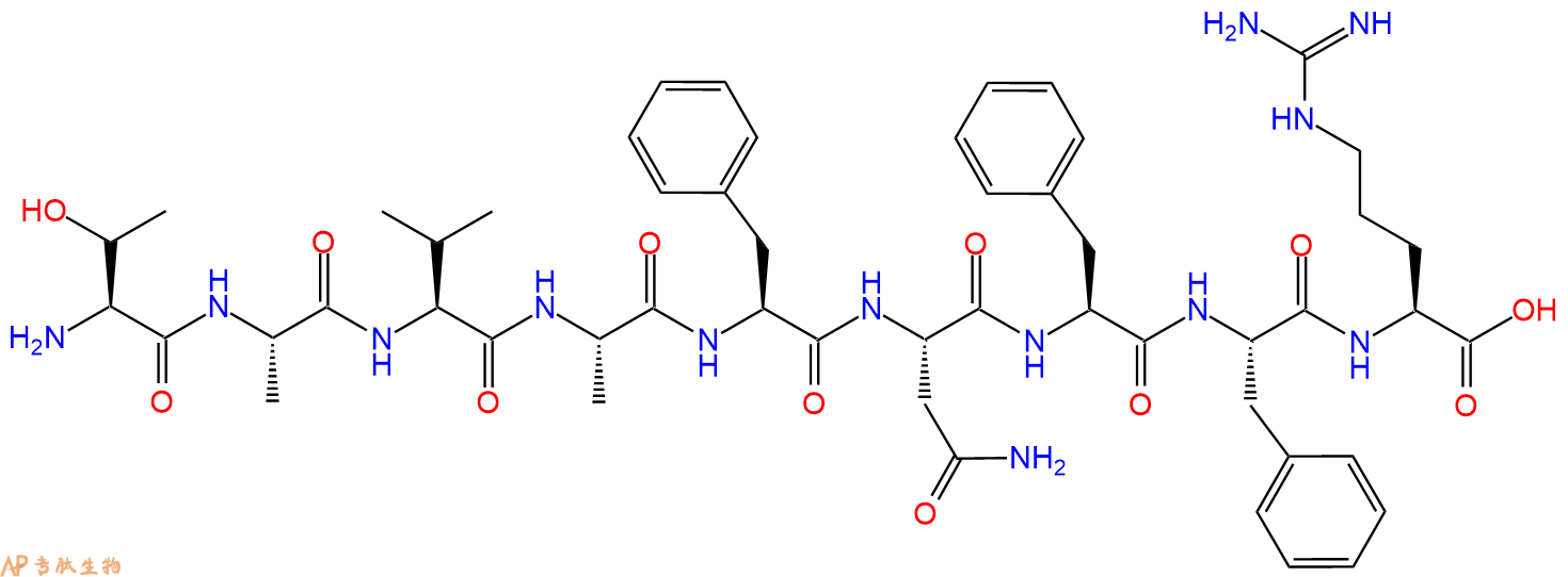 专肽生物产品H2N-Thr-Ala-Val-Ala-Phe-Asn-Phe-Phe-Arg-OH