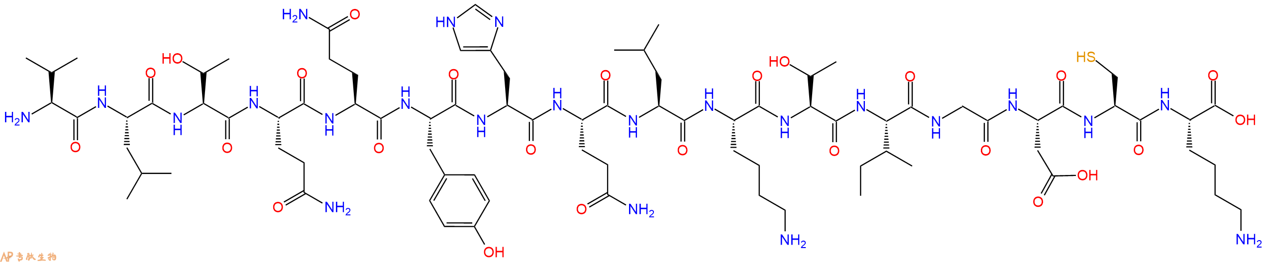 专肽生物产品H2N-Val-Leu-Thr-Gln-Gln-Tyr-His-Gln-Leu-Lys-Thr-Ile-Gly-Asp-Cys-Lys-OH