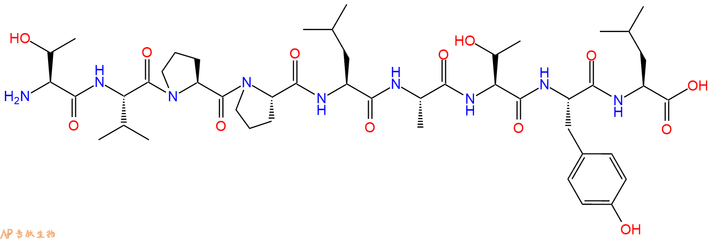 专肽生物产品H2N-Thr-Val-Pro-Pro-Leu-Ala-Thr-Tyr-Leu-OH