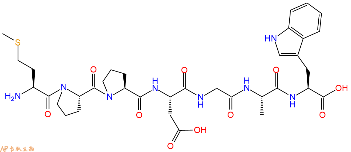 专肽生物产品H2N-Met-Pro-Pro-Asp-Gly-Ala-Trp-OH