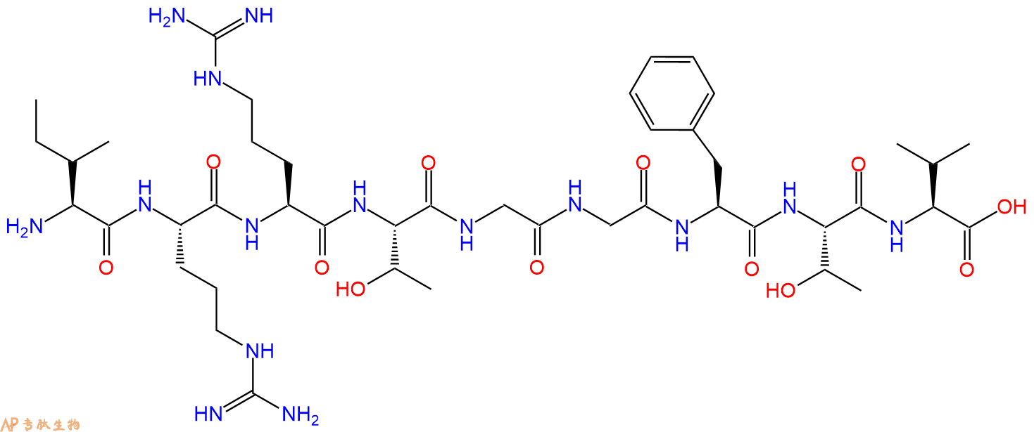专肽生物产品H2N-Ile-Arg-Arg-Thr-Gly-Gly-Phe-Thr-Val-OH