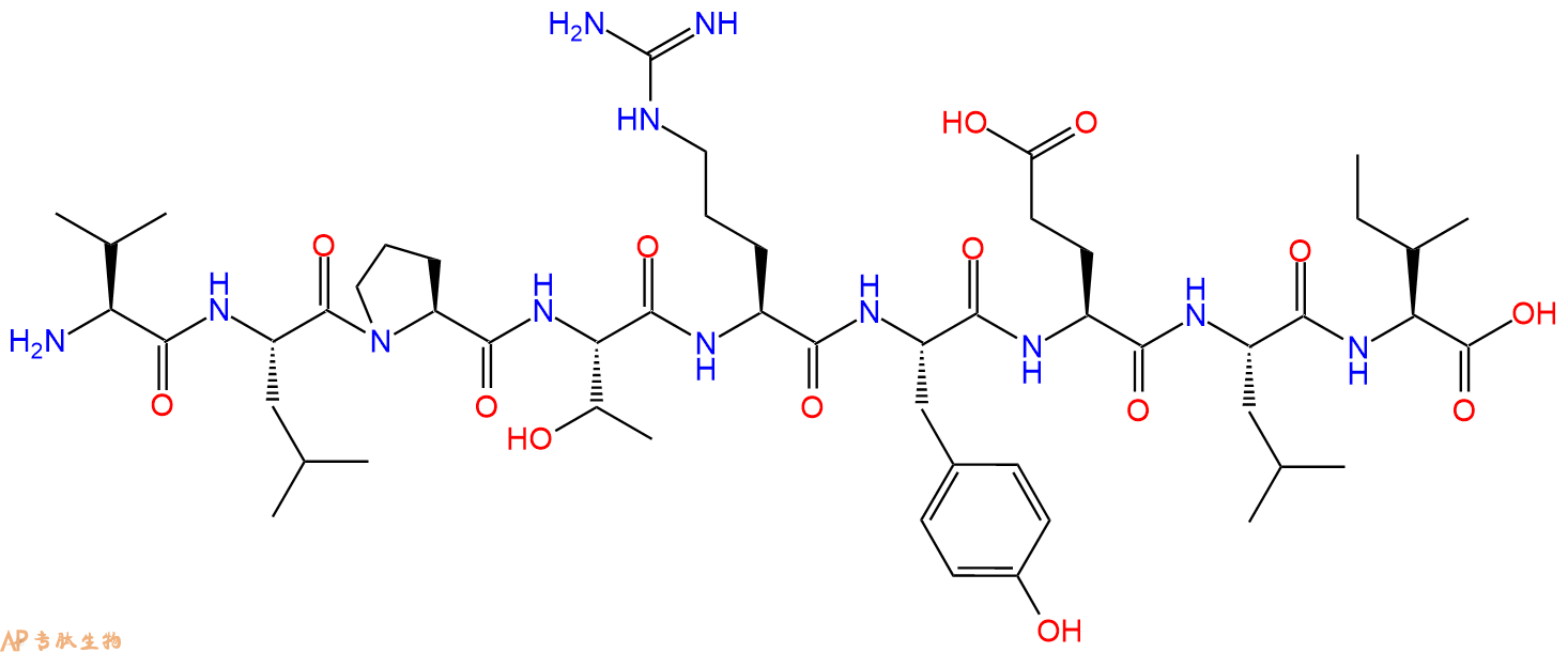 专肽生物产品H2N-Val-Leu-Pro-Thr-Arg-Tyr-Glu-Leu-Ile-OH