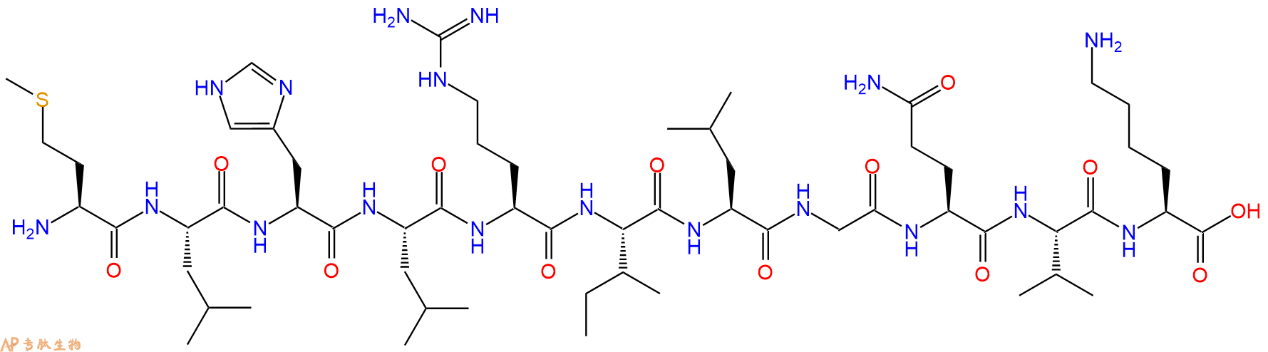 专肽生物产品H2N-Met-Leu-His-Leu-Arg-Ile-Leu-Gly-Gln-Val-Lys-OH