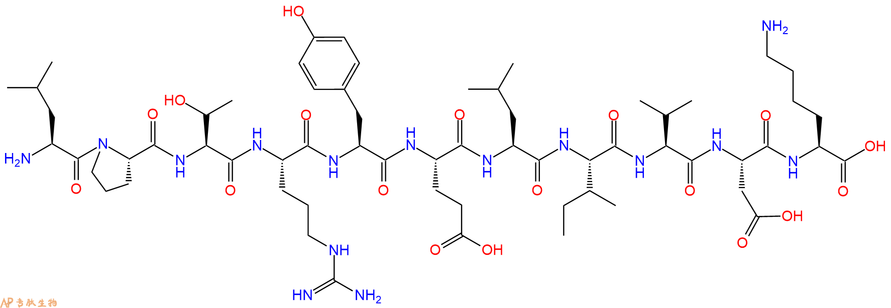 专肽生物产品H2N-Leu-Pro-Thr-Arg-Tyr-Glu-Leu-Ile-Val-Asp-Lys-OH