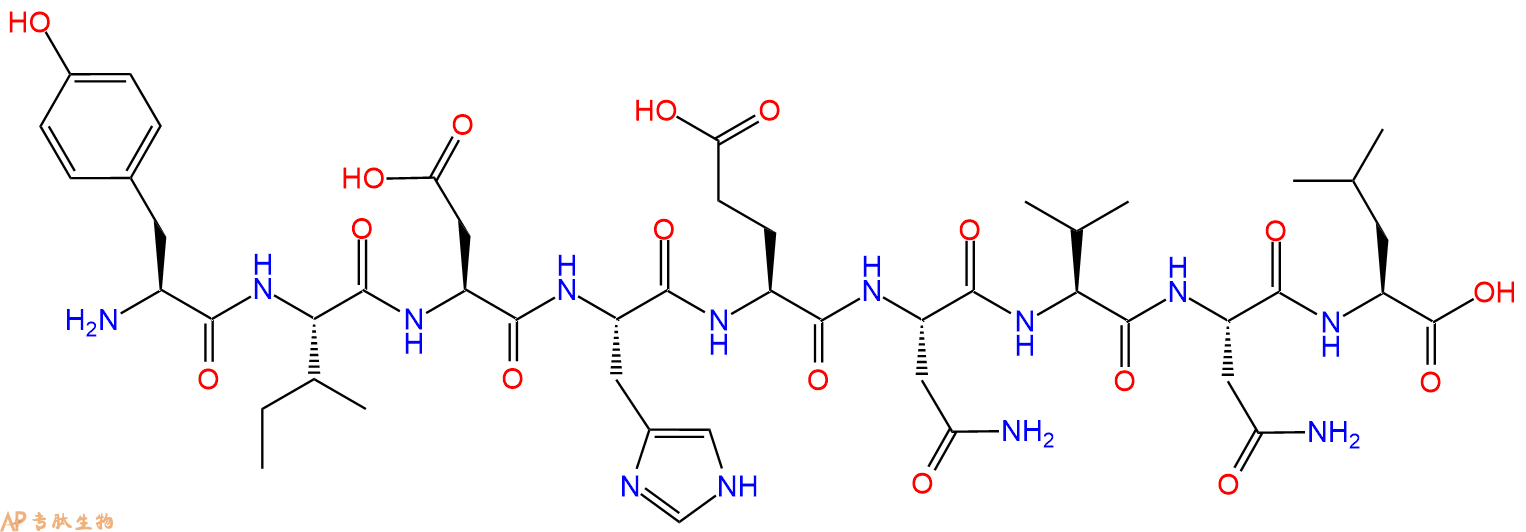 专肽生物产品H2N-Tyr-Ile-Asp-His-Glu-Asn-Val-Asn-Leu-OH