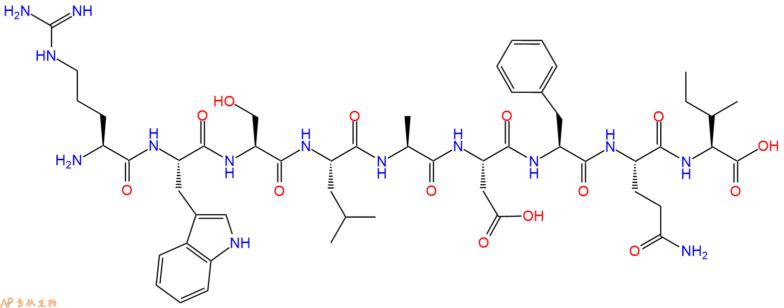 专肽生物产品H2N-Arg-Trp-Ser-Leu-Ala-Asp-Phe-Gln-Ile-OH