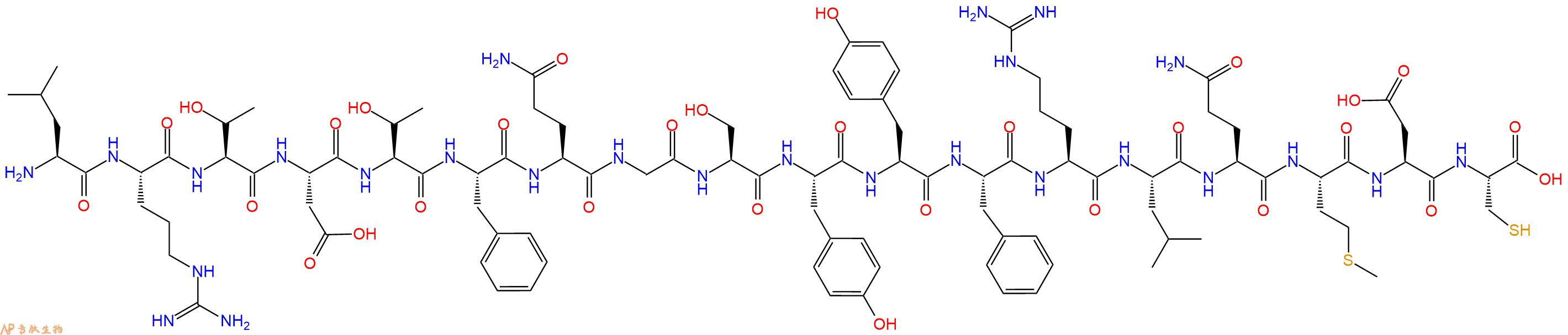 专肽生物产品H2N-Leu-Arg-Thr-Asp-Thr-Phe-Gln-Gly-Ser-Tyr-Tyr-Phe-Arg-Leu-Gln-Met-Asp-Cys-OH