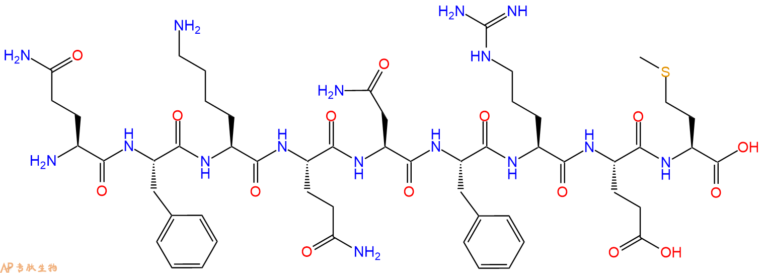 专肽生物产品H2N-Gln-Phe-Lys-Gln-Asn-Phe-Arg-Glu-Met-OH