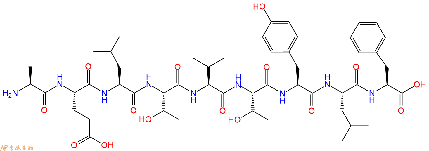 专肽生物产品H2N-Ala-Glu-Leu-Thr-Val-Thr-Tyr-Leu-Phe-OH
