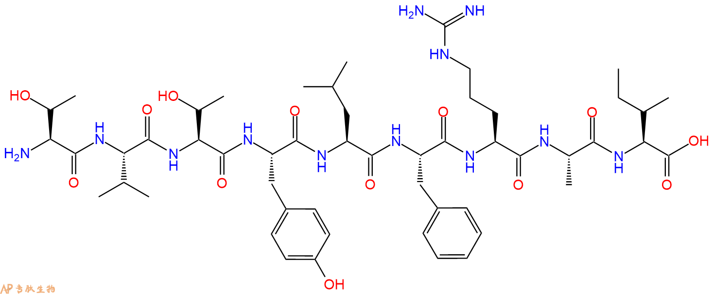 专肽生物产品H2N-Thr-Val-Thr-Tyr-Leu-Phe-Arg-Ala-Ile-OH