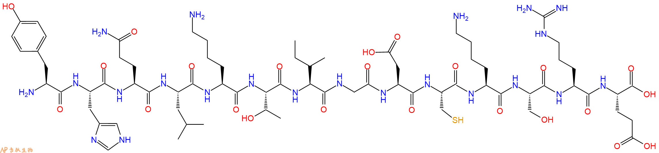 专肽生物产品H2N-Tyr-His-Gln-Leu-Lys-Thr-Ile-Gly-Asp-Cys-Lys-Ser-Arg-Glu-OH
