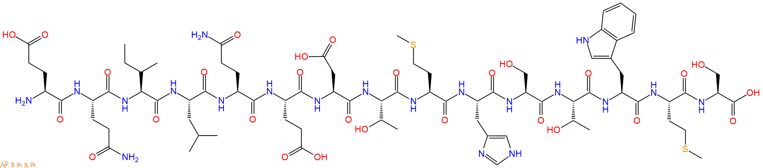 专肽生物产品H2N-Glu-Gln-Ile-Leu-Gln-Glu-Asp-Thr-Met-His-Ser-Thr-Trp-Met-Ser-OH
