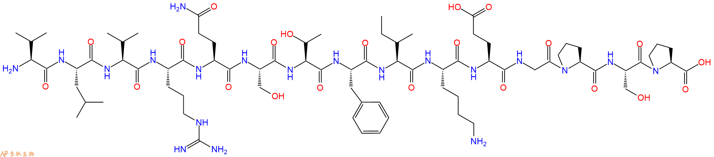 专肽生物产品H2N-Val-Leu-Val-Arg-Gln-Ser-Thr-Phe-Ile-Lys-Glu-Gly-Pro-Ser-Pro-OH