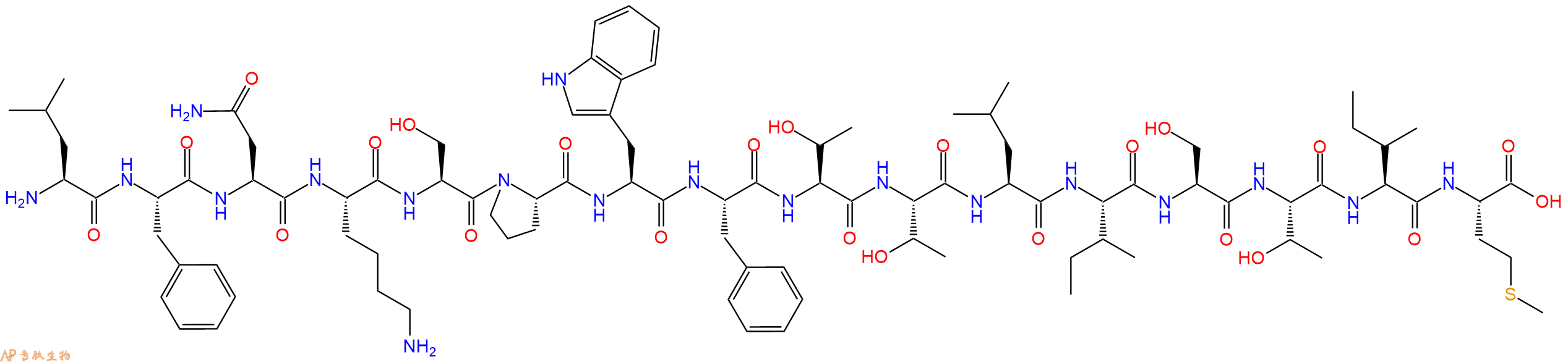 专肽生物产品H2N-Leu-Phe-Asn-Lys-Ser-Pro-Trp-Phe-Thr-Thr-Leu-Ile-Ser-Thr-Ile-Met-OH