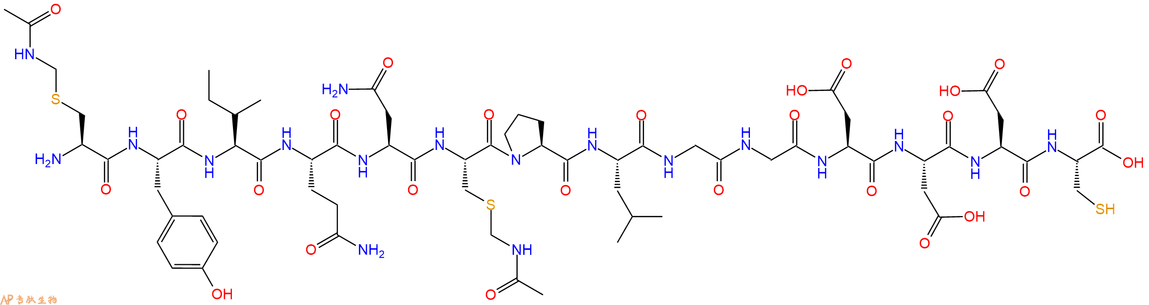 专肽生物产品H2N-Cys(Acm)-Tyr-Ile-Gln-Asn-Cys(Acm)-Pro-Leu-Gly-Gly-Asp-Asp-Asp-Cys-OH