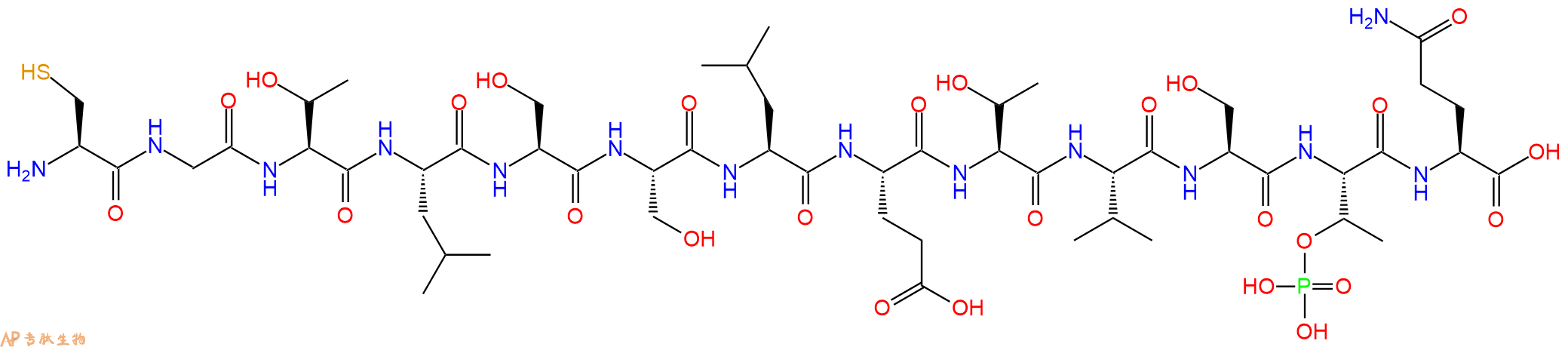 专肽生物产品H2N-Cys-Gly-Thr-Leu-Ser-Ser-Leu-Glu-Thr-Val-Ser-pThr-Gln-OH