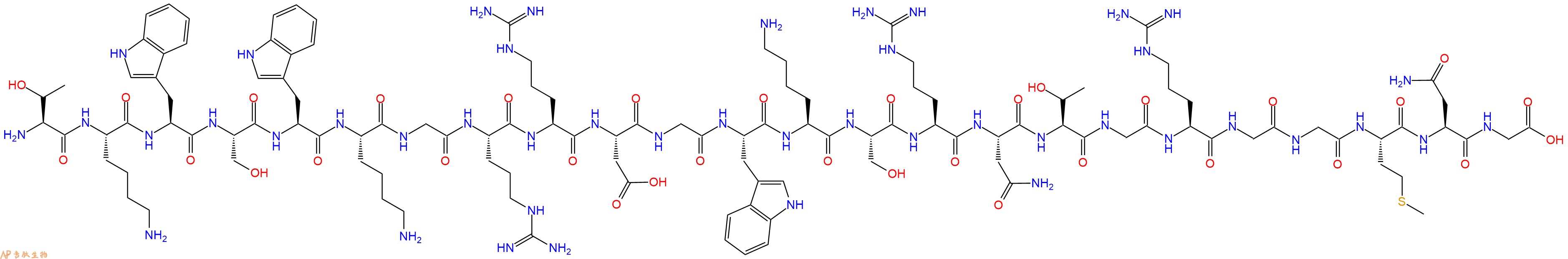 专肽生物产品H2N-Thr-Lys-Trp-Ser-Trp-Lys-Gly-Arg-Arg-Asp-Gly-Trp-Lys-Ser-Arg-Asn-Thr-Gly-Arg-Gly-Gly-Met-Asn-Gly-OH