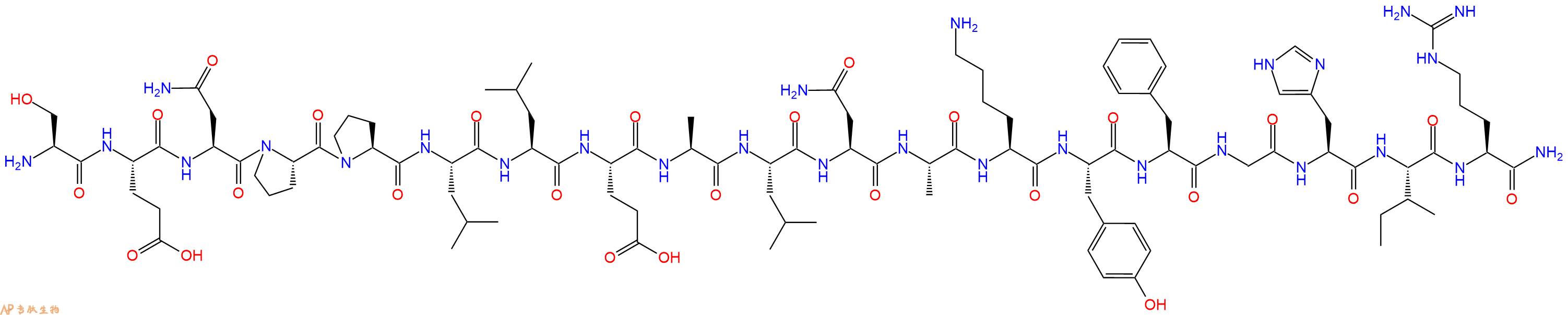 专肽生物产品H2N-Ser-Glu-Asn-Pro-Pro-Leu-Leu-Glu-Ala-Leu-Asn-Ala-Lys-Tyr-Phe-Gly-His-Ile-Arg-CONH2
