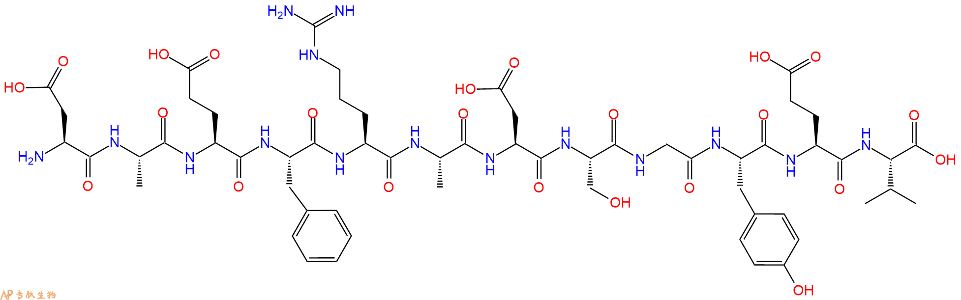 专肽生物产品H2N-Asp-Ala-Glu-Phe-Arg-Ala-Asp-Ser-Gly-Tyr-Glu-Val-OH