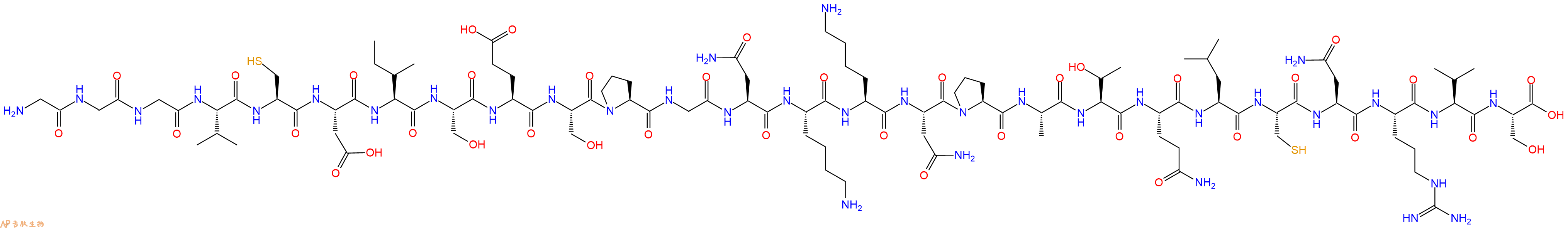 专肽生物产品H2N-Gly-Gly-Gly-Val-Cys-Asp-Ile-Ser-Glu-Ser-Pro-Gly-Asn-Lys-Lys-Asn-Pro-Ala-Thr-Gln-Leu-Cys-Asn-Arg-Val-Ser-OH