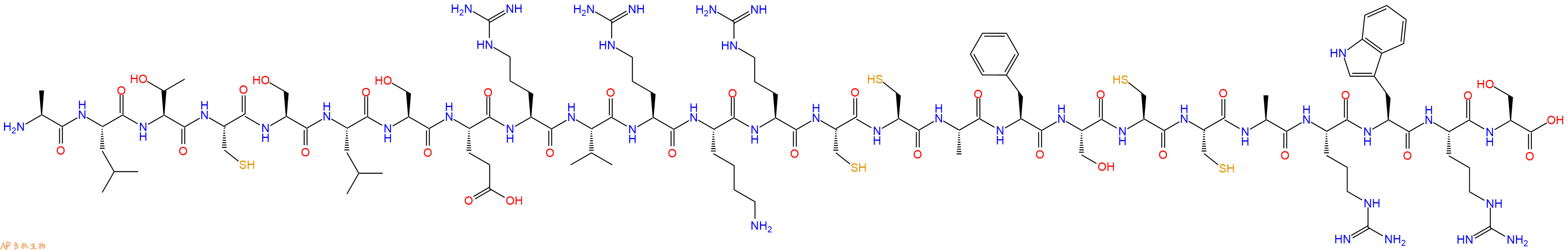 专肽生物产品H2N-Ala-Leu-Thr-Cys-Ser-Leu-Ser-Glu-Arg-Val-Arg-Lys-Arg-Cys-Cys-Ala-Phe-Ser-Cys-Cys-Ala-Arg-Trp-Arg-Ser-OH