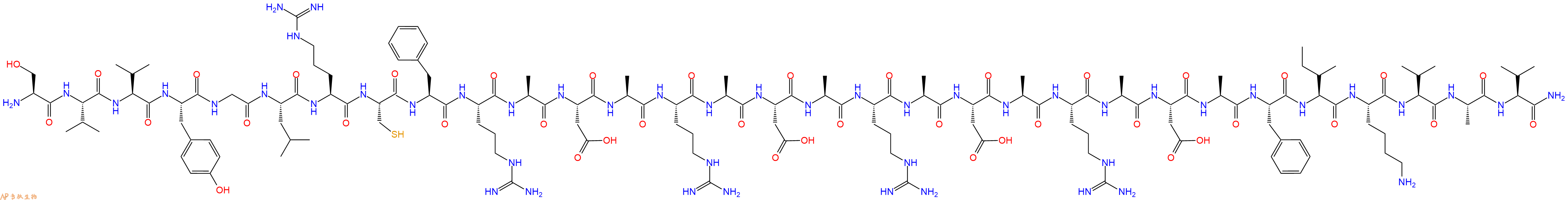 专肽生物产品H2N-Ser-Val-Val-Tyr-Gly-Leu-Arg-Cys-Phe-Arg-Ala-Asp-Ala-Arg-Ala-Asp-Ala-Arg-Ala-Asp-Ala-Arg-Ala-Asp-Ala-Phe-Ile-Lys-Val-Ala-Val-CONH2