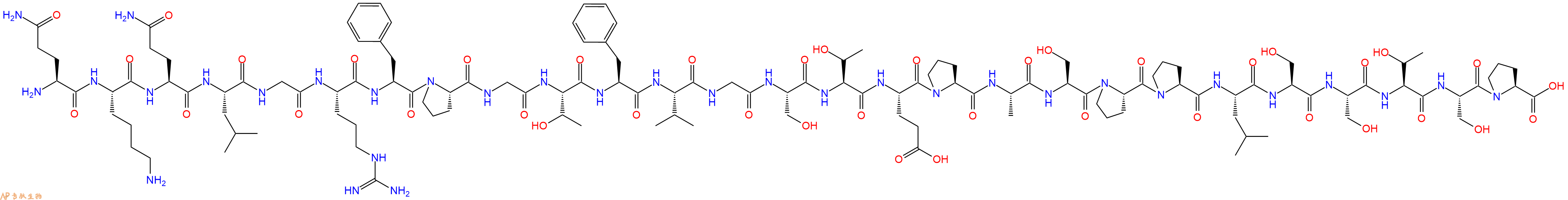 专肽生物产品H2N-Gln-Lys-Gln-Leu-Gly-Arg-Phe-Pro-Gly-Thr-Phe-Val-Gly-Ser-Thr-Glu-Pro-Ala-Ser-Pro-Pro-Leu-Ser-Ser-Thr-Ser-Pro-OH