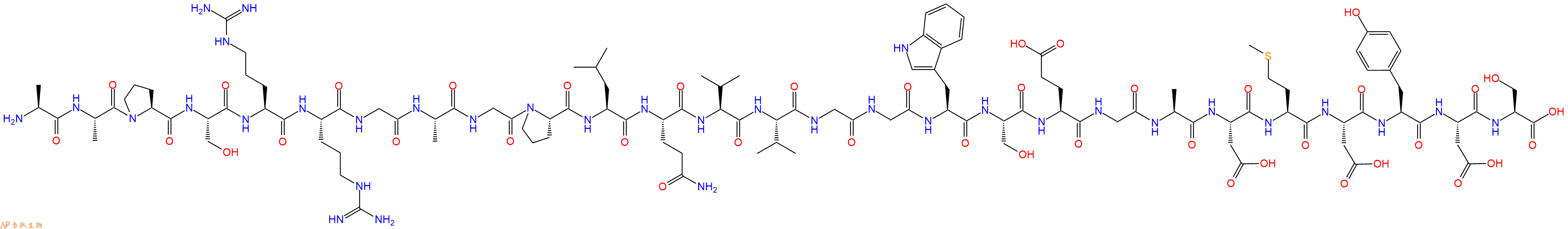 专肽生物产品H2N-Ala-Ala-Pro-Ser-Arg-Arg-Gly-Ala-Gly-Pro-Leu-Gln-Val-Val-Gly-Gly-Trp-Ser-Glu-Gly-Ala-Asp-Met-Asp-Tyr-Asp-Ser-OH