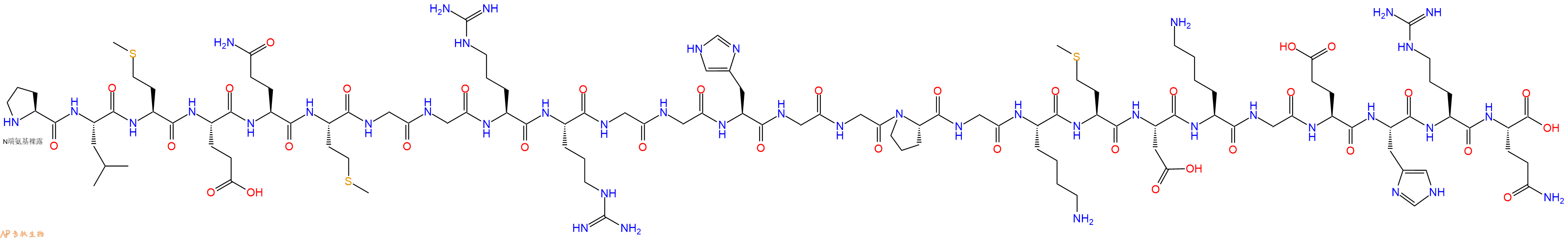 专肽生物产品H2N-Pro-Leu-Met-Glu-Gln-Met-Gly-Gly-Arg-Arg-Gly-Gly-His-Gly-Gly-Pro-Gly-Lys-Met-Asp-Lys-Gly-Glu-His-Arg-Gln-OH