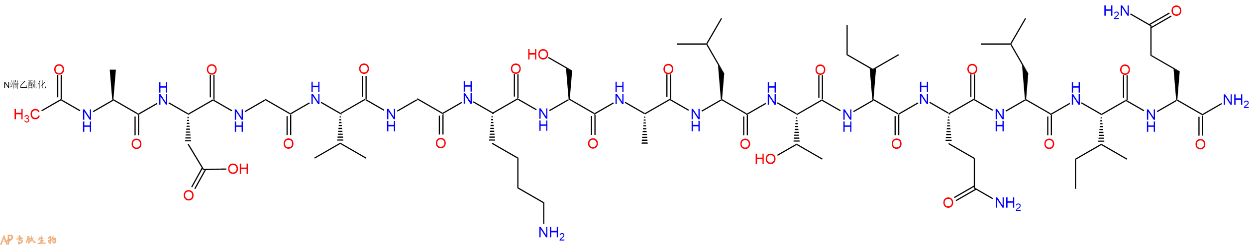专肽生物产品Ac-Ala-Asp-Gly-Val-Gly-Lys-Ser-Ala-Leu-Thr-Ile-Gln-Leu-Ile-Gln-CONH2