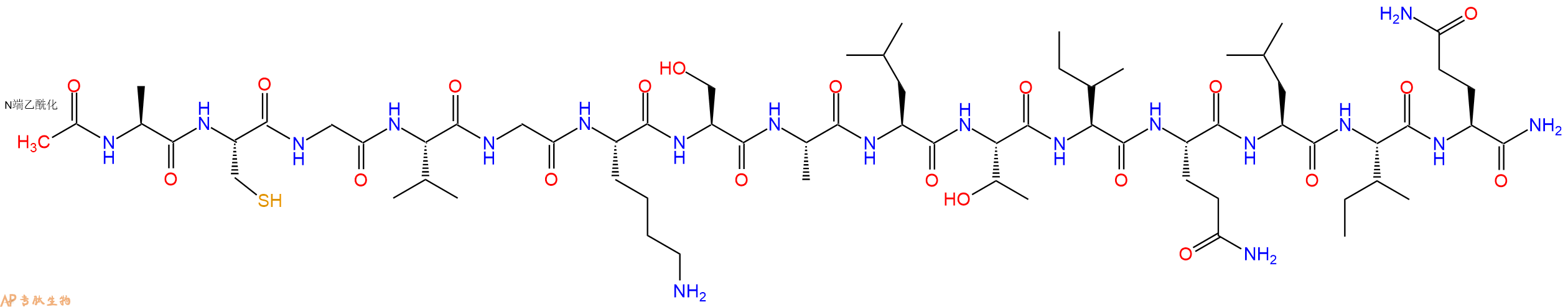 专肽生物产品Ac-Ala-Cys-Gly-Val-Gly-Lys-Ser-Ala-Leu-Thr-Ile-Gln-Leu-Ile-Gln-CONH2