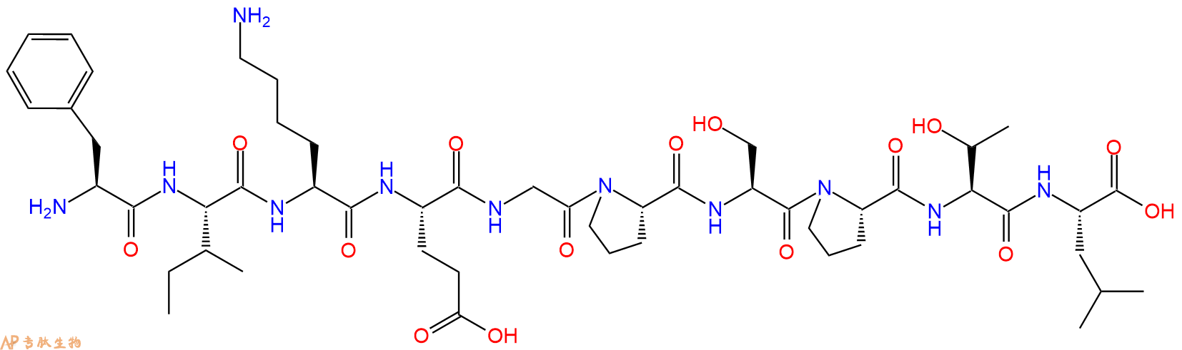 专肽生物产品H2N-Phe-Ile-Lys-Glu-Gly-Pro-Ser-Pro-Thr-Leu-OH