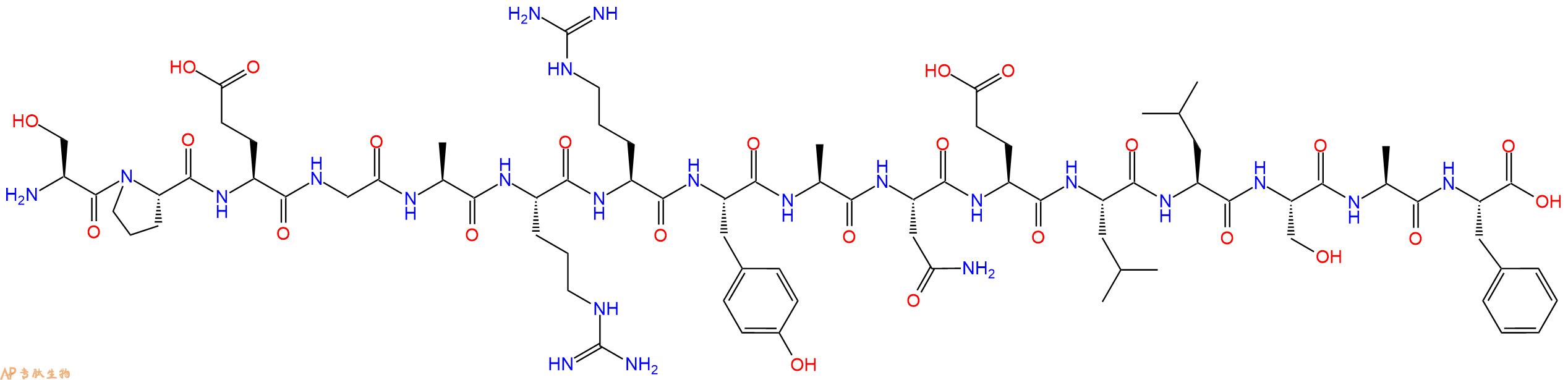 专肽生物产品H2N-Ser-Pro-Glu-Gly-Ala-Arg-Arg-Tyr-Ala-Asn-Glu-Leu-Leu-Ser-Ala-Phe-OH