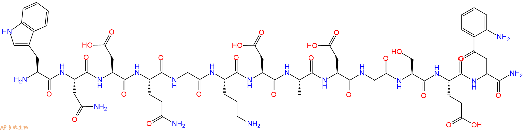 专肽生物产品H2N-Trp-Asn-Asp-Gln-Gly-Orn-Asp-Ala-Asp-Gly-Ser-Glu-Kynurenine-CONH2