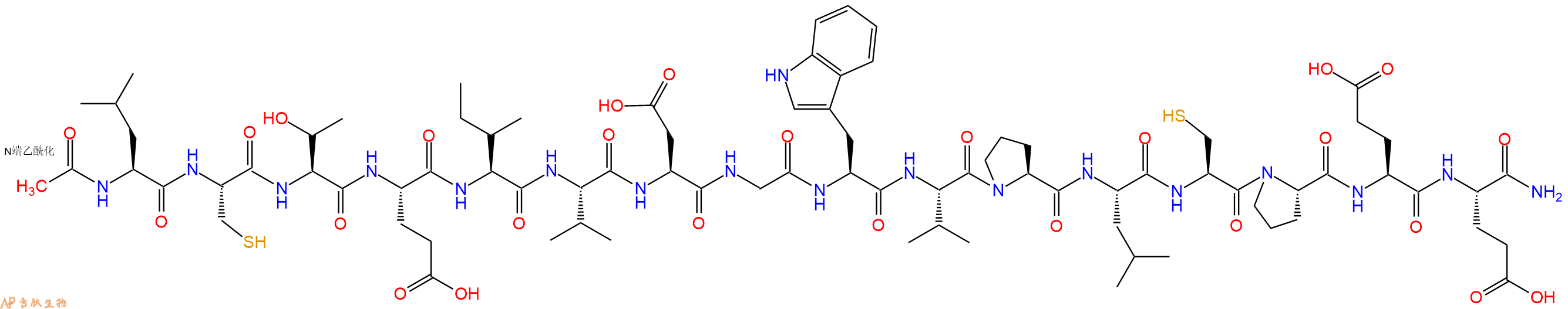 专肽生物产品Ac-Leu-Cys-Thr-Glu-Ile-Val-Asp-Gly-Trp-Val-Pro-Leu-Cys-Pro-Glu-Glu-CONH2