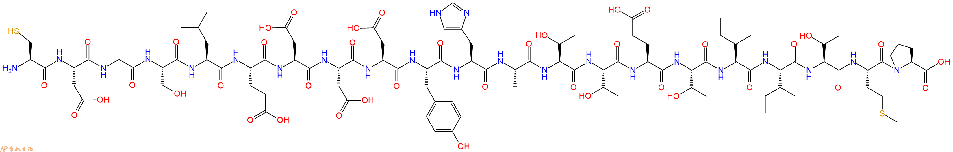 专肽生物产品H2N-Cys-Asp-Gly-Ser-Leu-Glu-Asp-Asp-Asp-Tyr-His-Ala-Thr-Thr-Glu-Thr-Ile-Ile-Thr-Met-Pro-OH